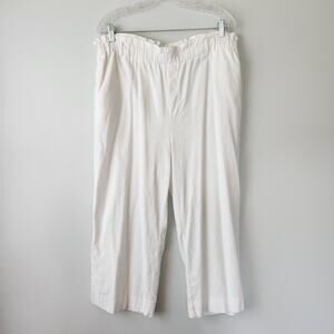 IZOD Women's Wide Leg Linen Blend Pants XL White Coastal Beach Resortwear Cruise